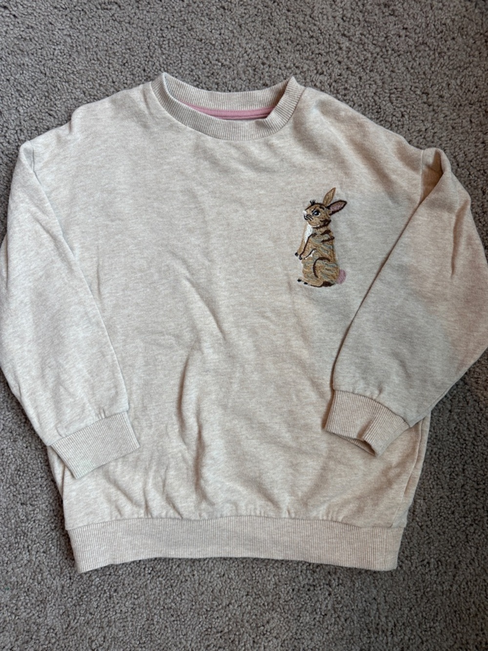 Mini Boden Cream Sweatshirt with Embroidered Bunny